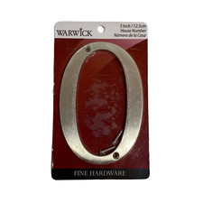 Warwick 5 Inch Satin Nickel House Address Number "0" Flush Mount