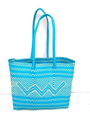 Grand sac fourre-tout mexicain en plastique recyclé tissé à la