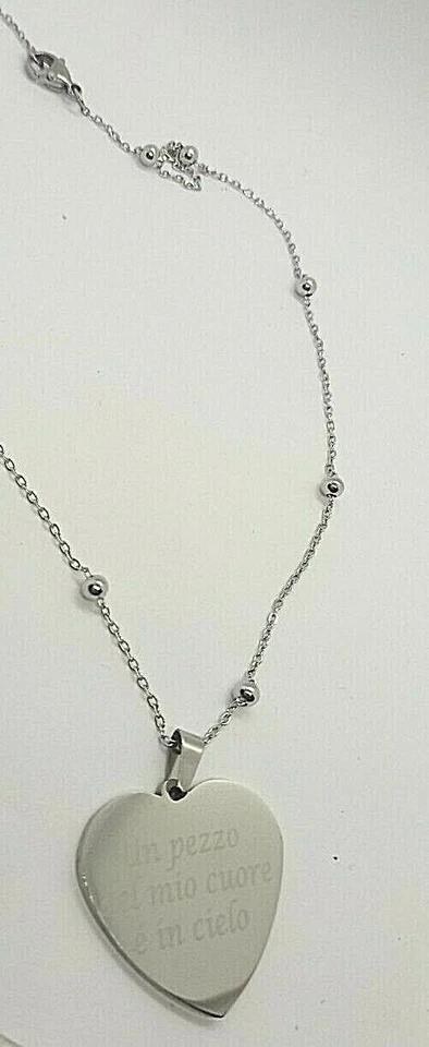 Collana con ciondolo cuore personalizzato incisione memoriale idea regalo - Immagine 4 di 4