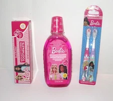 Mattel Barbie Toothbrush Toothpaste Mouthwash Girls Brush Buddies Dental Hygiene