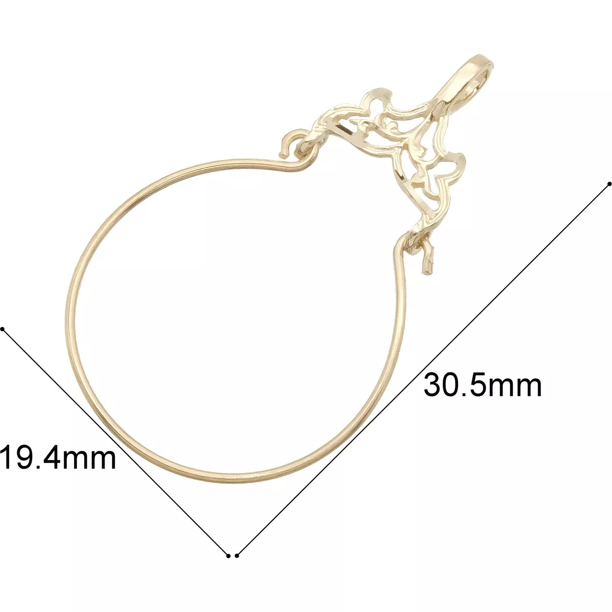 14K Gold Charm Holder Diamond Cut Necklace Jewelry 28mm eBay