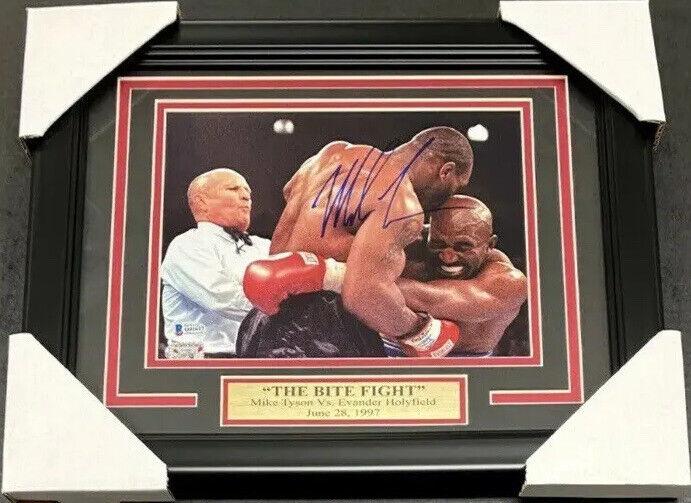 Framed Evander Holyfield Autographed Poster With 2 Tickets