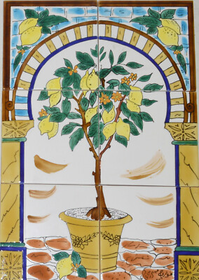 Fliesenbild Keramikfliesen Orient Handbemalt Wandfliesen Mediterran Mosaik 55-06