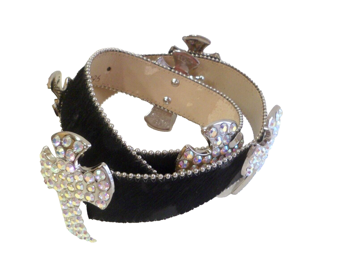 VHTF**BB SIMON Belt Large Black Leather SWAROVSKI Crystal VHTF**BB SIMON Belt Large Black Leather SWAROVSKI Crystal