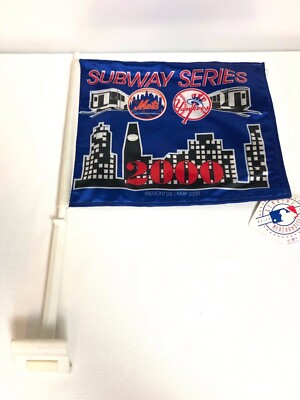 New MLB Yankees - Mets 2000 Subway Series Car Window Flag NWT NOS Yankees Champs