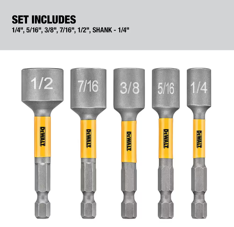 DEWALT MAX IMPACT Magnetic Nut Driver Set 1/4