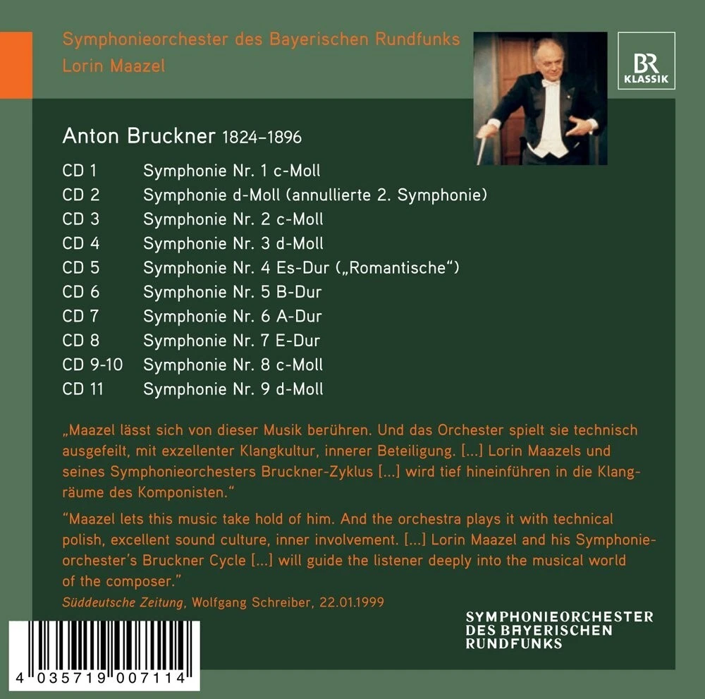Bruckner 10 Symphonies LORIN MAAZEL BR KLASSIK 11 CD BOX NEW SEALED