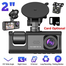 HD 1080P Car Dual Lens Dash Cam Front/Rear/Inside Video Recorder Camera G-sensor