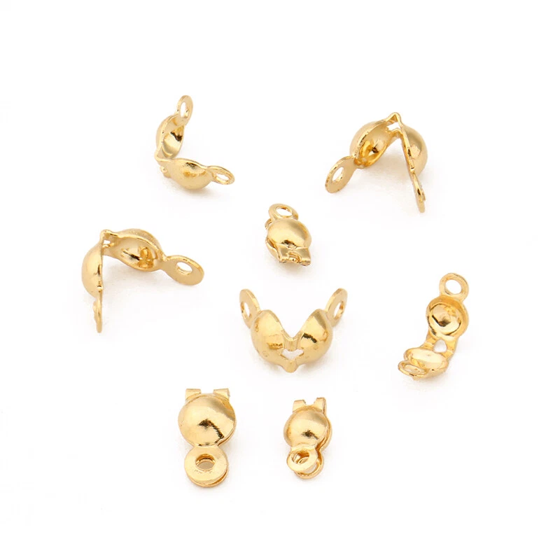 200 piezas Acero Inoxidable Crimpadoras Cuentas Puntas Cubiertas Bola Cadena Conectores Tapas Extremas Foto 2 de 4