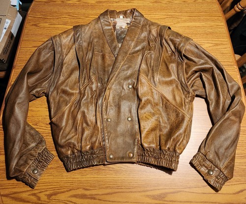 Italian Designer Soft Brown Leather Jacket/Vest Sz XL, Zip- Out Sleeves, EUC - Picture 15 of 15