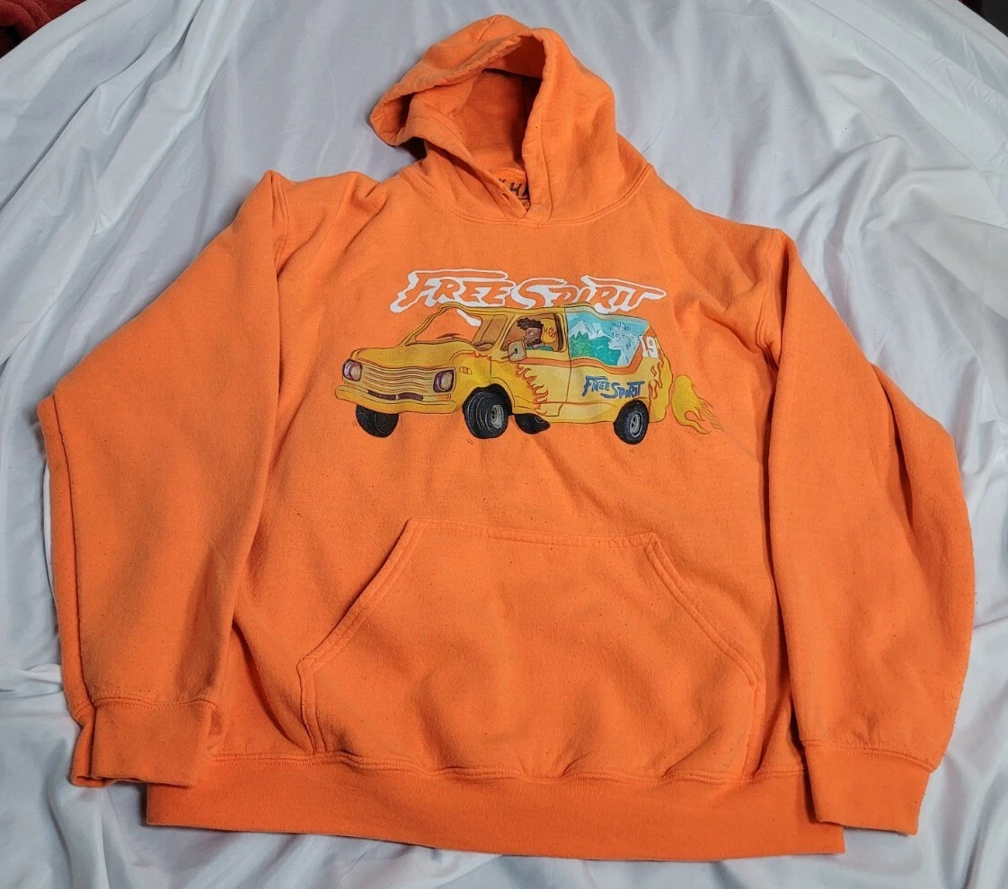 Khalid Free Spirit 2019 Tour Hoodie Size M Orange Pullover Sweatshirt DJ  Fest