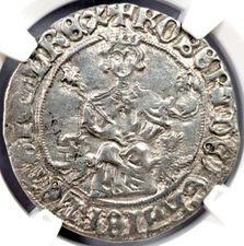 Robert d'Anjou ITALY Naples AD 1309-1343 Silver Gigliato NGC AU55 Italian States