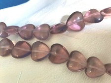 Heart Shaped Lavender Glass Beads 15 mm Heart Beads Strand of 25 beads