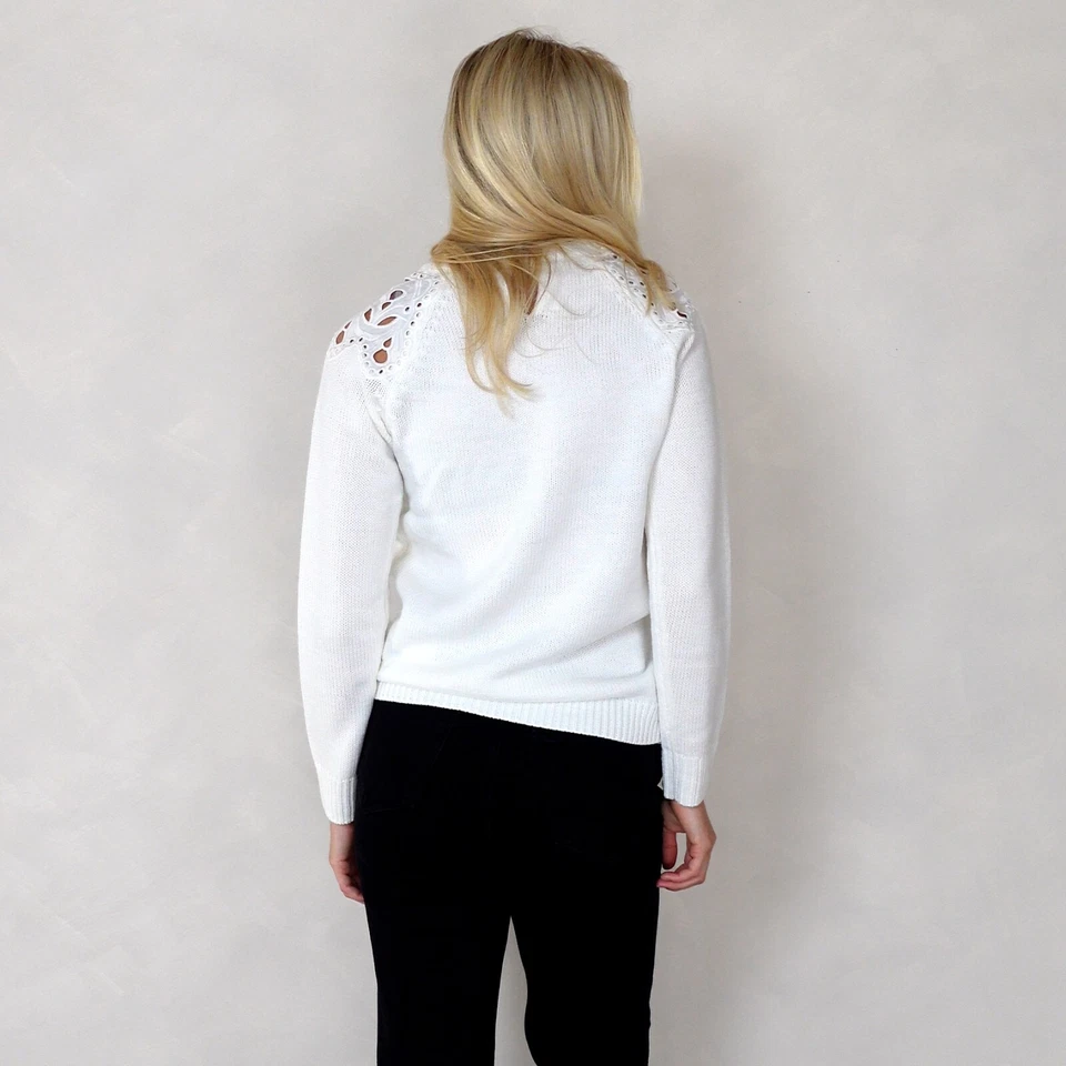 Size 6 to 24 Ex Dorothy Perkins Lace Cut-out Chest White Knitted Jumper - Image 4 of 4