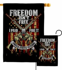 Freedom Isn't Free Garden Flag Armed Forces Veteran Gift Yard House Banner