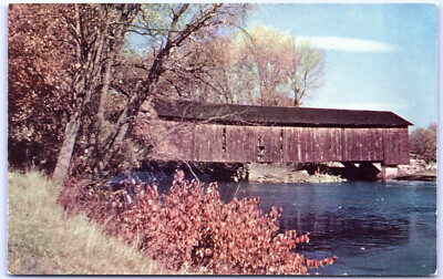 Postcard New England Covered Bridge Fall Autumn Colors UNP E11
