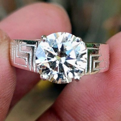 925 Silver 3.00Cts. Certified White Diamond Brilliant Cut Ring - Tariff Free