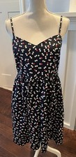NWT Gap 98% Cotton Fit & Flare Polka Dot Blue/Red/White Dress 12