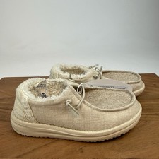 New NWT Little Kids Hey Dude Wendy Brushed Cozy Beige Shoes Loafers 11 C
