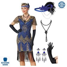 1920s Flapper Dress Women Great Gatsby Fringe V-Neck Sequin Costume Feather