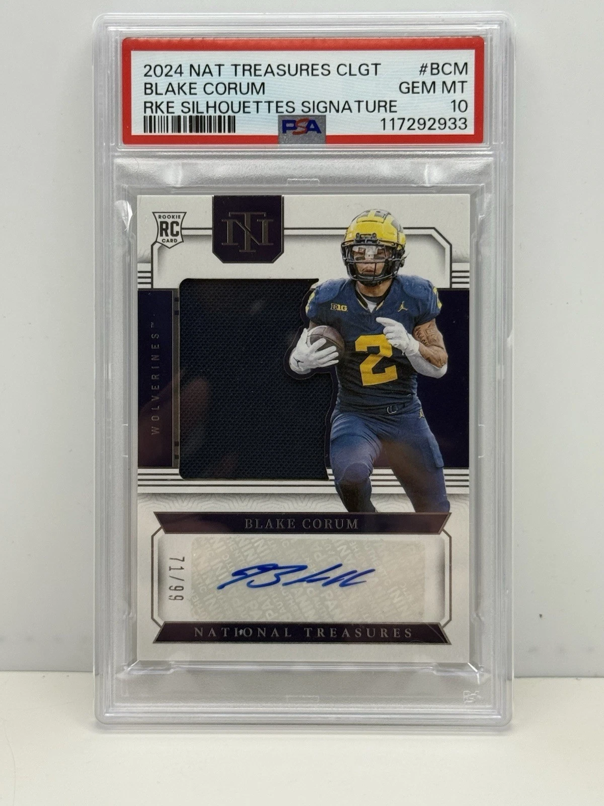 Blake Corum Panini National Treasures Collegiate Rookie Silhouettes Signatures #BCM Base