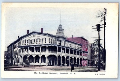 c1905 Freehold New Jersey NJ Vintage Postcard Hotel Belmont View Front Building