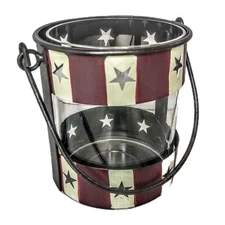 Lantern Tealight Candle Holder 4th of July Decor Patriotic Table Centerpiece