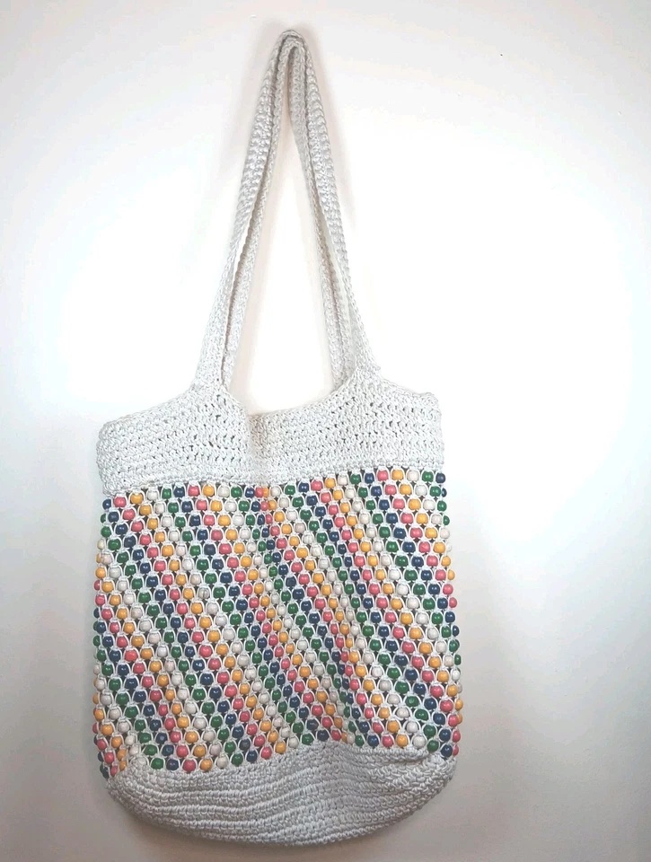 Madewell 彩虹串珠镂空托特包 HANDWOVEN 男女通用复古波西米亚单肩包 🌈 — 第 4/4 张图片