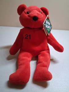 1998 Bamm Beanos Sammy Sosa #21 Red Salvinos Collectible Plush Bear Great Cond.