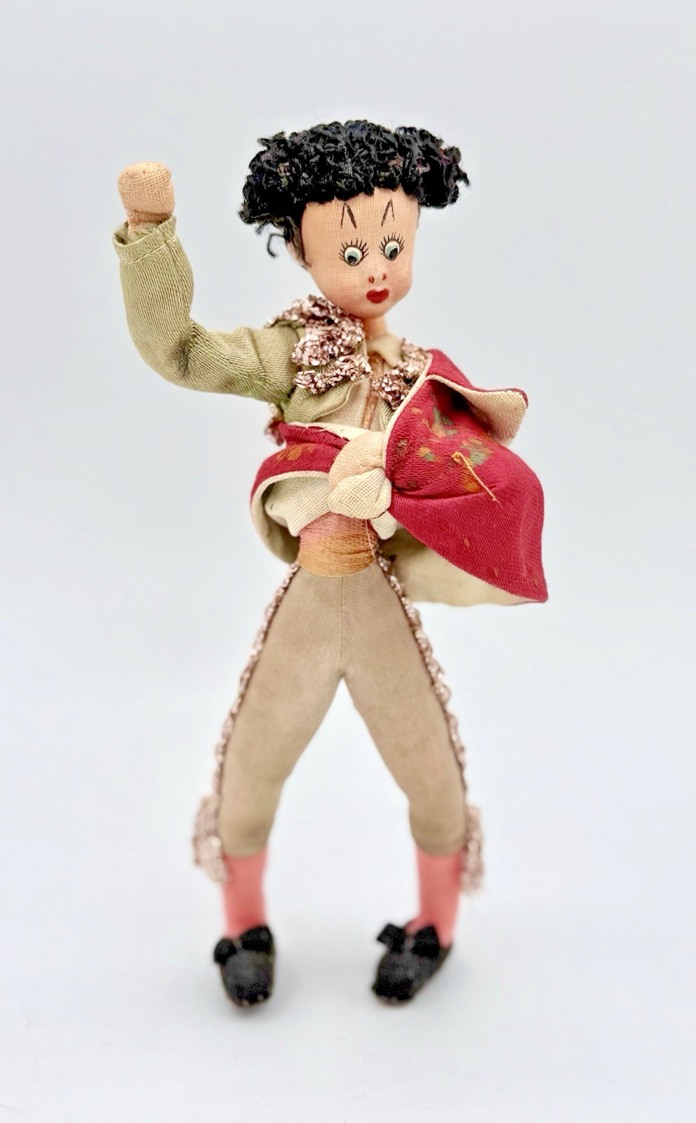 Muñeca Matador De Fieltro Español Klumpe Vintage Años 50 Torero Hecho a Mano Arte Popular