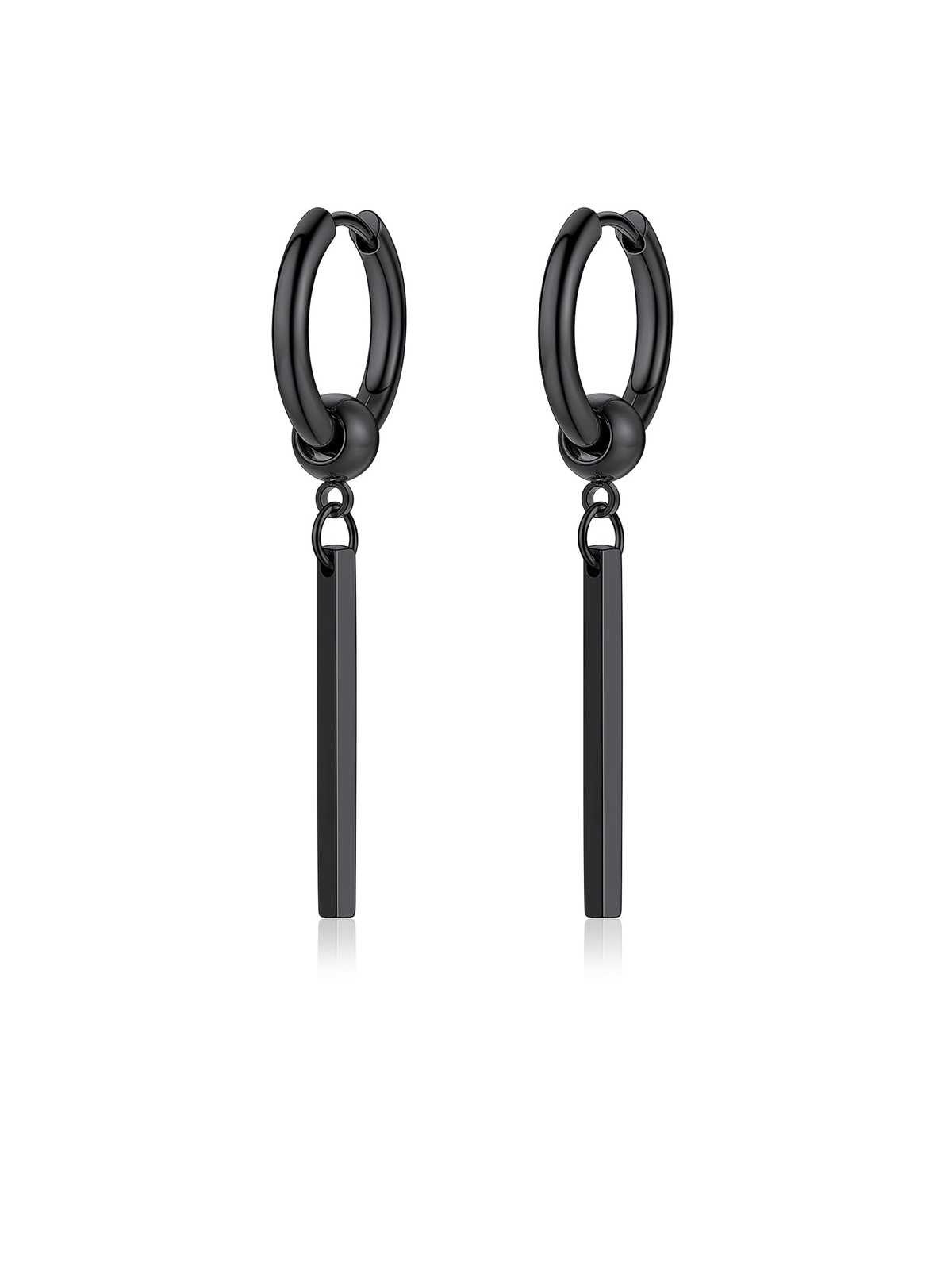 Boucle d'oreille homme noir créole 12mm en acier chirurgical hypoallergénique