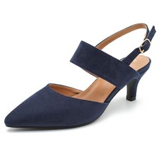 Eugisy Women's Kitten Heels Pumps Pointed Toe Slingback Buckle Ankle Strap...