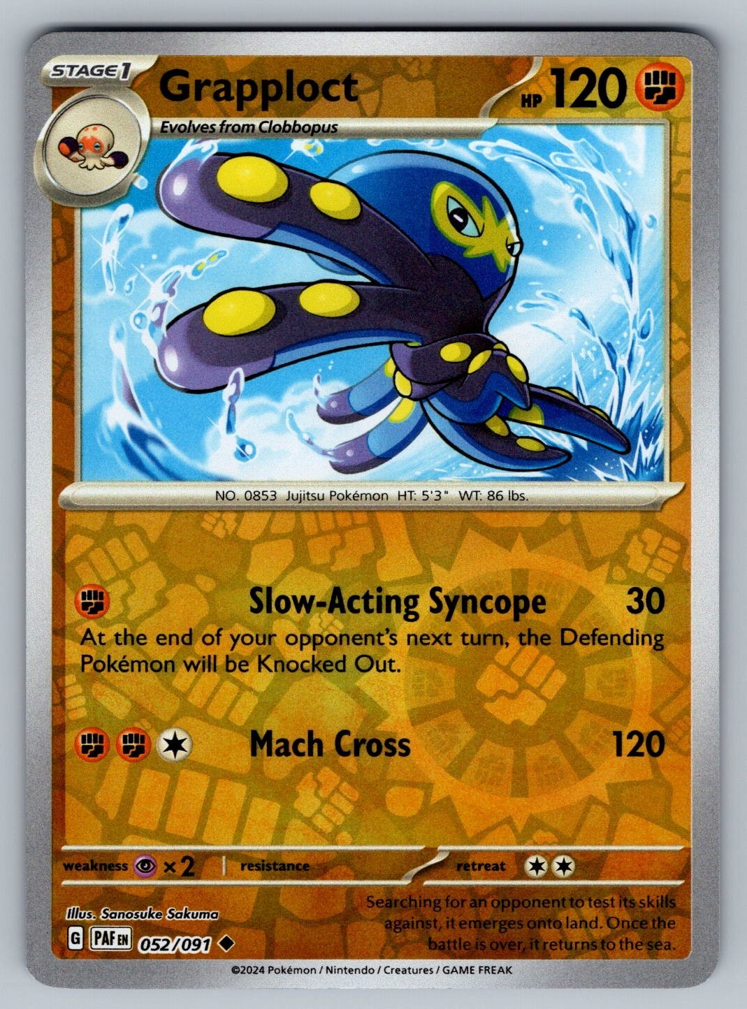 GRAPPLOCT 052/091 PALDEAN FATES POKEMON (REVERSE HOLO, NM)