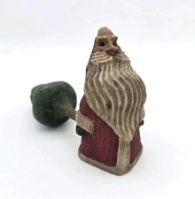 Mark Buck Santa Claus Tree 4.25" Christmas 1992 Hand Carved Wood Folk Art Signed