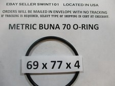 69mm ID x 77mm OD x 4mm thick O-ring. Buna-70. Quan 1.