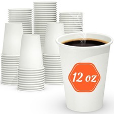 100 Count 12 oz Coffee Cups, Leak-Free Food Safe Paper Cups 12 oz, Disposable...