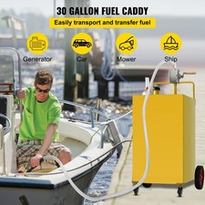 30 Gallon Fuel Caddy, Gas Storage Tank 4 Wheels, with Manuel Transfer Pump, Ga