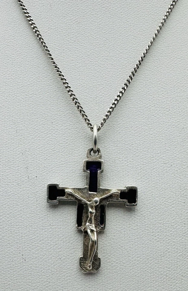 Collana Uomo Con Ciondolo Croce In Argento 925/800, Lunghezza 66cm Peso9,3gr - Immagine 2 di 4