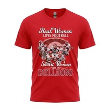 Gildan Georgia Bulldogs Real Women Love Football Graphic Tee Medium