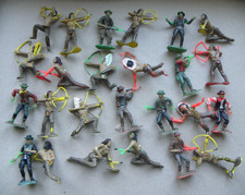 VINTAGE 3 inch TIM MEE TOY COWBOY and INDIAN FIGURES  - 1960s painted