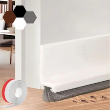 39-Inch Door Draft Stopper with Brush - Adhesive Weather Stripping Seal for Exte