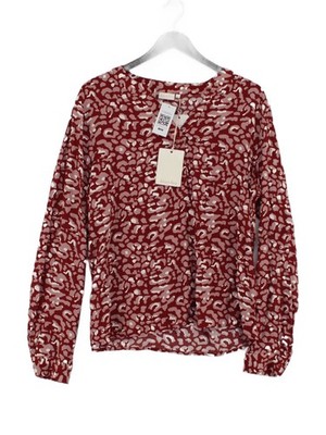 Anna & Ava Damen Shirt L Rot 100% Viskose Langarm V-Ausschnitt Basic