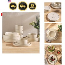 Ceramic Dinnerware Set for 6 18 Pieces Plates Bowls Durable Safe Microwave