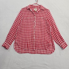 Denim & Supply Ralph Lauren Shirt Womens M Red Gingham Cotton Gauze Long Sleeve