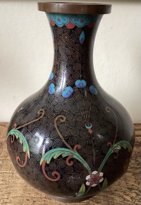 Antike chinesische Cloisonné Kupfer Vase 19. Jahrhundert