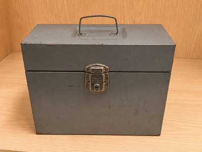 Porta-File Locking Steel Document Storage Box Vintage Gray Metal Case