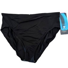TYR Fitness Solid Hi-Waist High Bottom SwimSuit - Black - Plus Size 20 - 34
