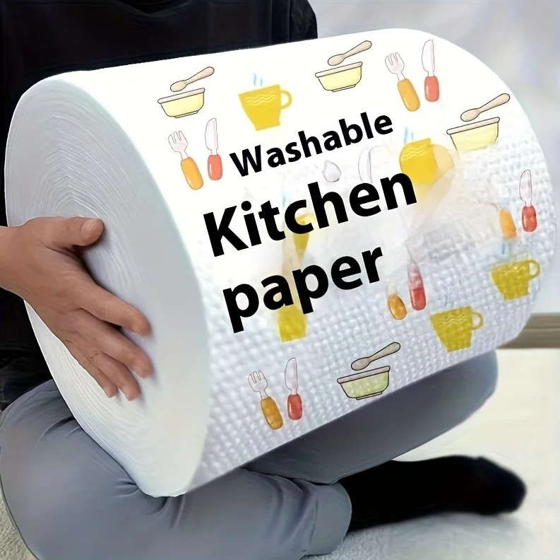 Disposable Kitchen Cleaning Cloth Roll – Dry & Wet Dual-Use Absorbent Towels