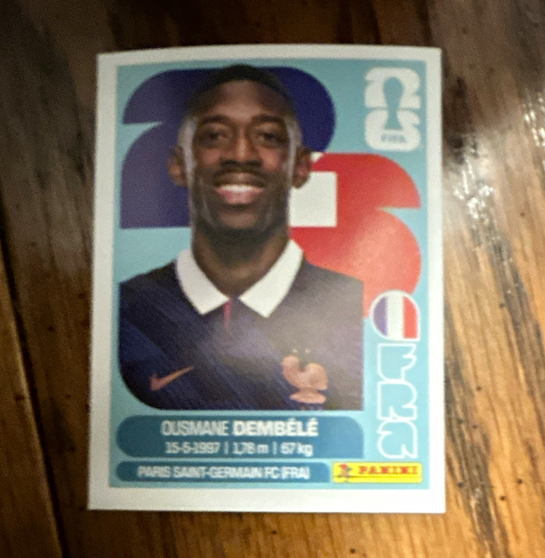 Panini World Cup 2026 Sticker FRA 15 Ousmane Dembélé France Player Portrait