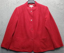Talbots Diamond Weave Jacket Womens Plus 18W Red Lined Career Wool Blend VN4889